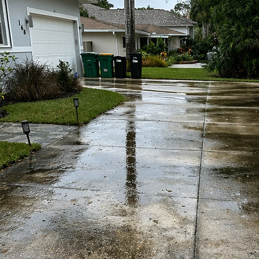 Driveway pressure washing – before
