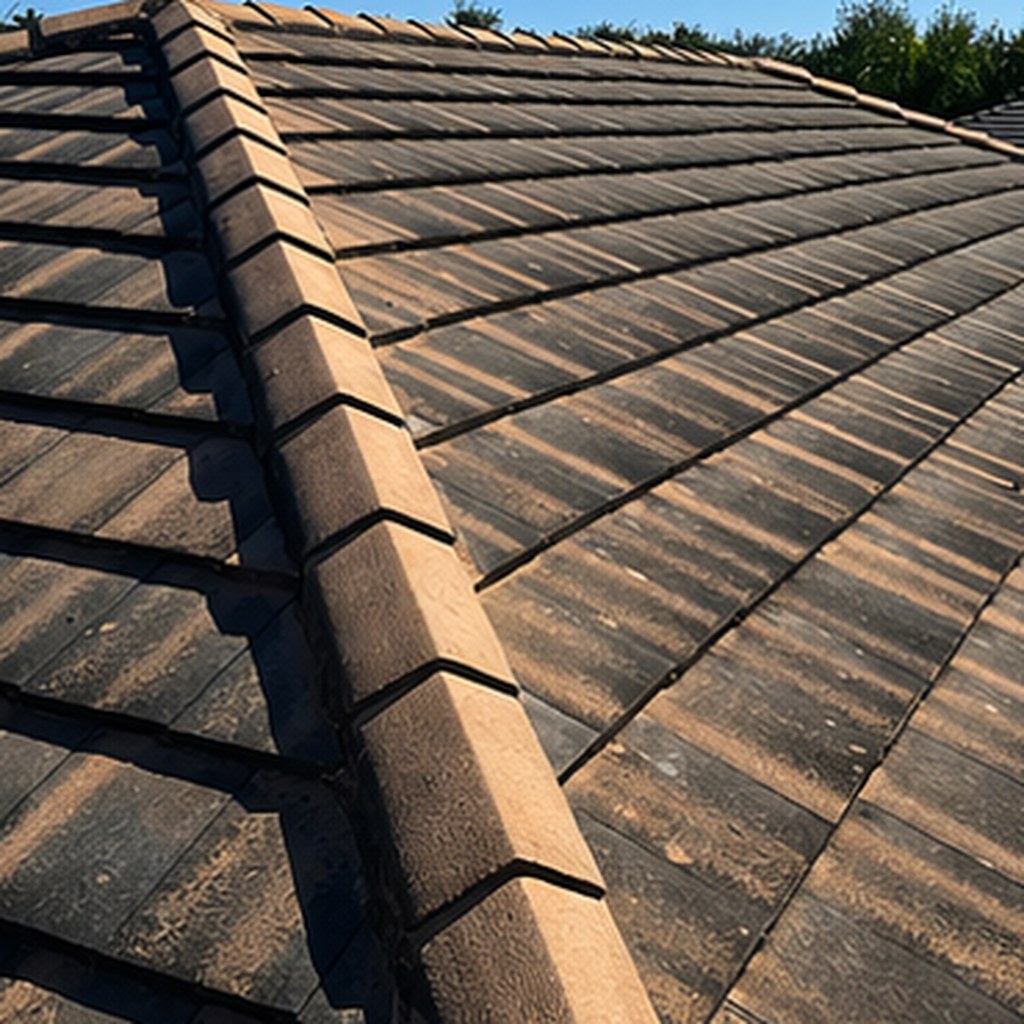 Tile roof cleaning – before